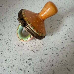 Orange and Green Ceramic Pacifier Trinket Box
